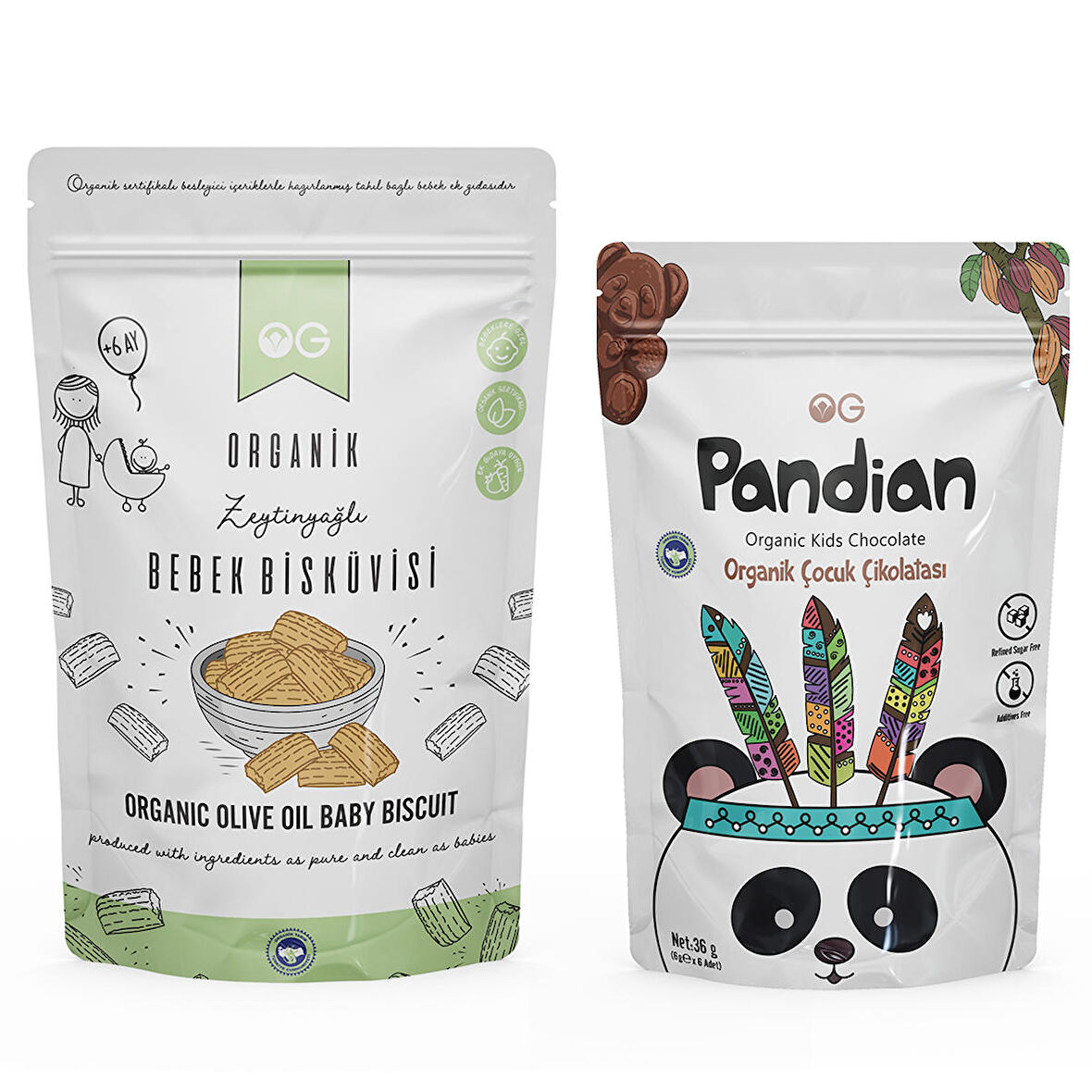 Organik Pandian Çocuk Çikolatası Ve Organik Bebek Bisküvisi Seti